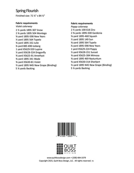 Back of the Spring Flourish Quilt Pattern by Quilt Boss Design