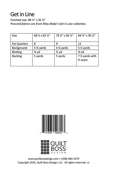 Back of the Get in Line Quilt Pattern by Quilt Boss Design