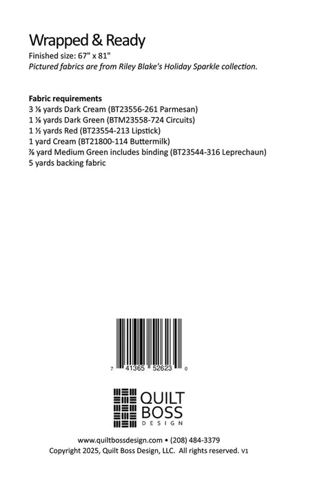 Back of the Wrapped and Ready Quilt Pattern by Quilt Boss Design