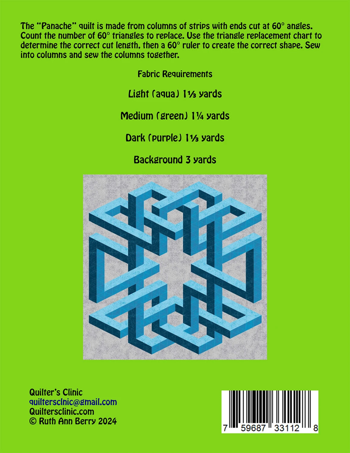 Back of the Panache Pattern Quilt Pattern by Quilters Clinic