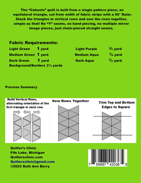 Back of the Cahoots Quilt Pattern by Quilters Clinic
