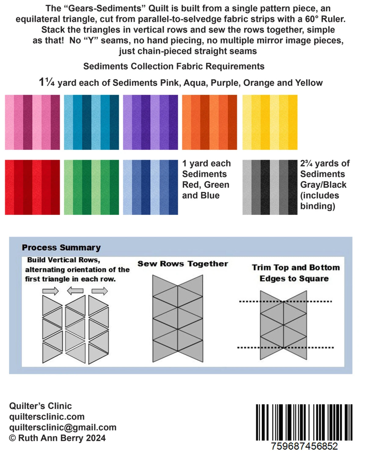 Back of the Gears Sediments Quilt Pattern by Quilters Clinic