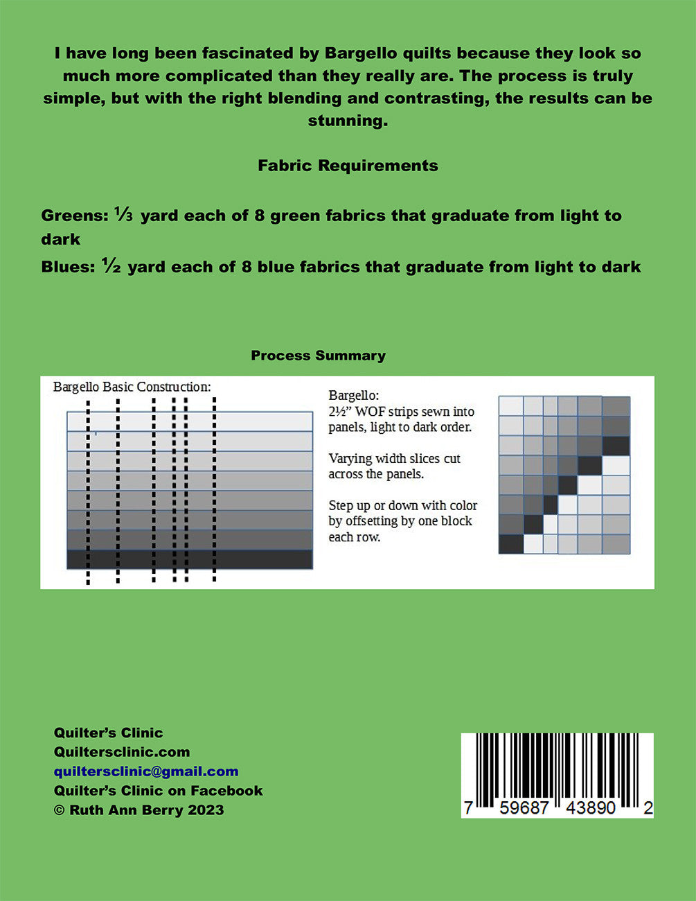 Back of the Reflection Quilt Pattern by Quilters Clinic