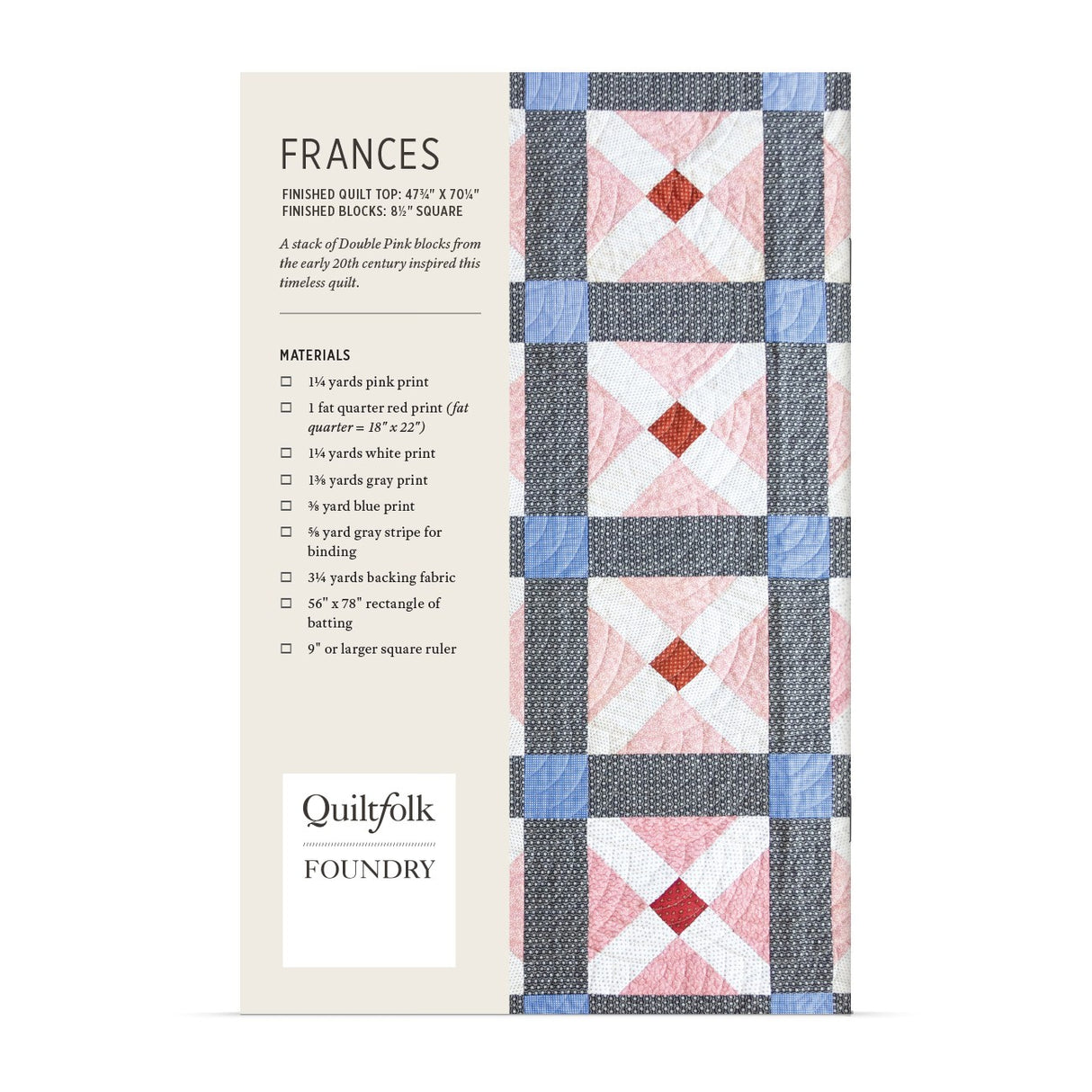 Back of the Frances Quilt Pattern by Quiltfolk