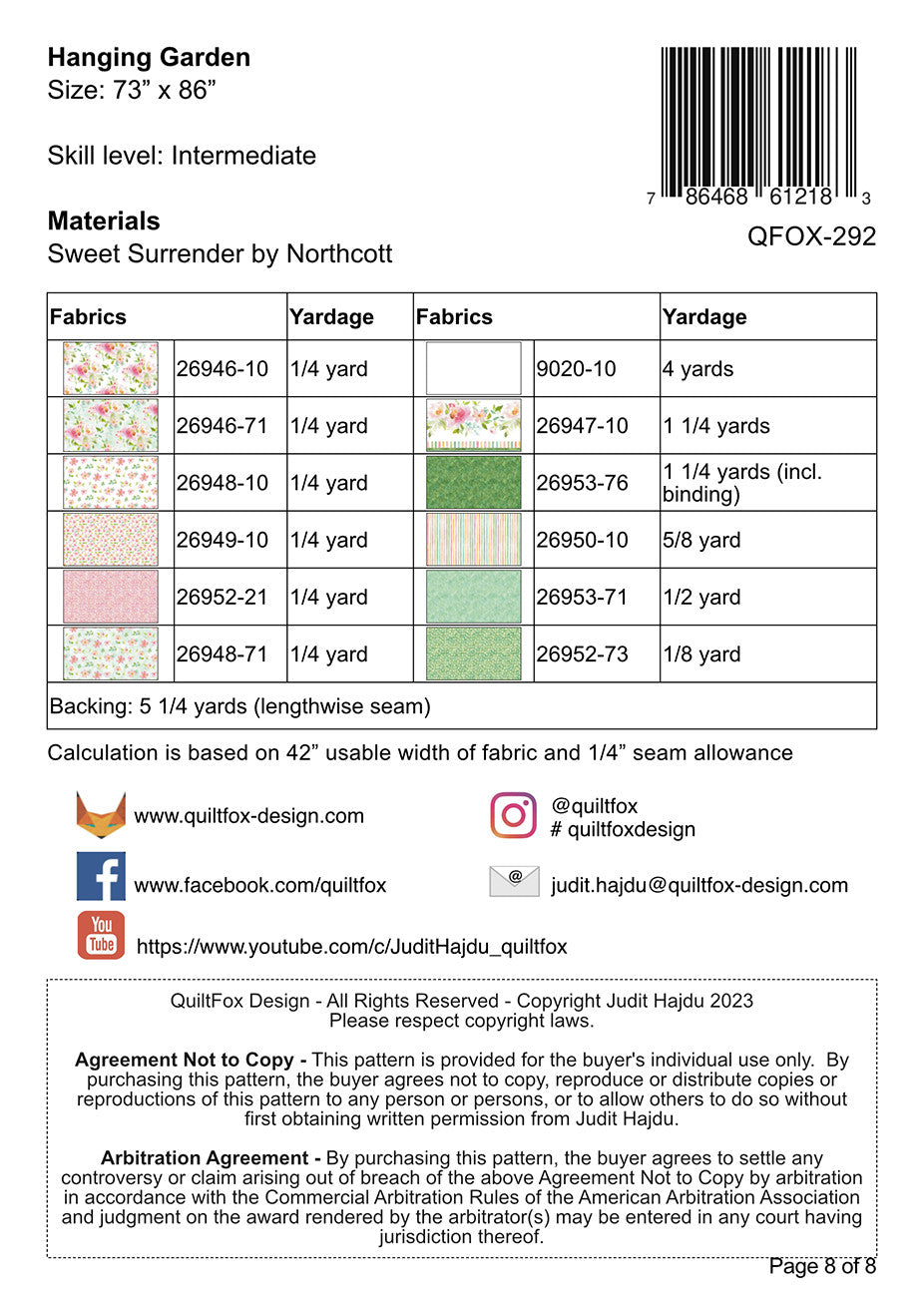 Hanging Garden Sweet Surrender Quilt Pattern