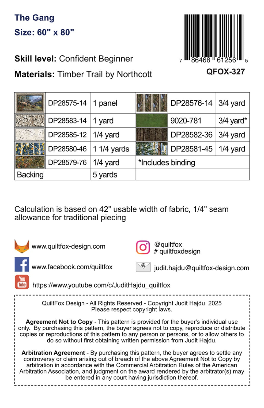 Back of the The Gang Quilt Pattern by QuiltFox