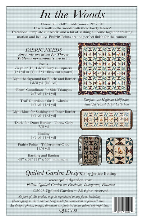 Back of the In the Woods Quilt Pattern by Quilted Garden Designs