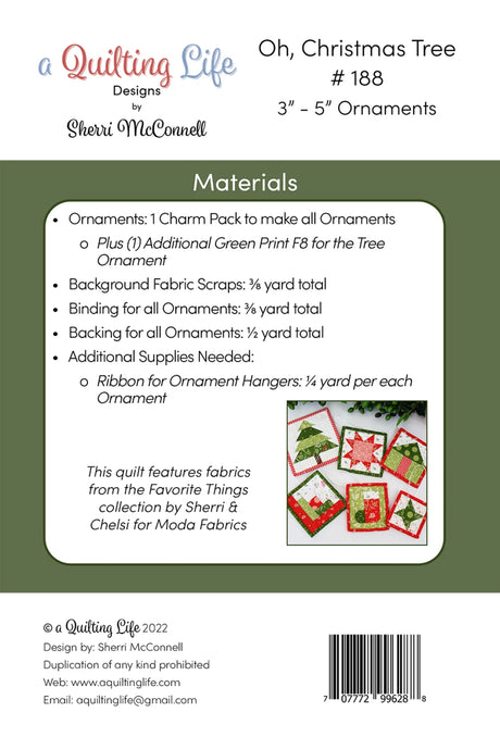 Back of the Oh Christmas Tree Ornaments by Quilting Life Designs