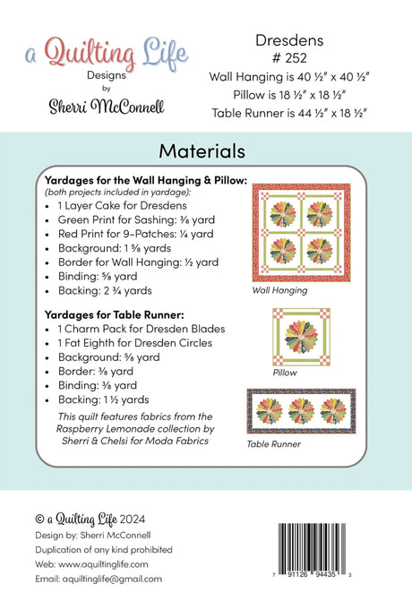 Back of the Dresdens by Quilting Life Designs