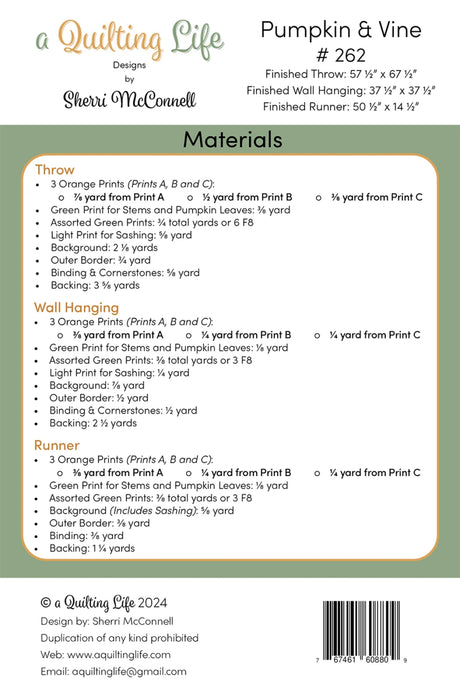 Back of the Quilting Life Designs