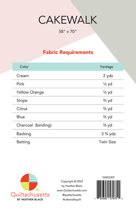 Back of the Cake Walk Quilt Pattern by Quiltachusetts