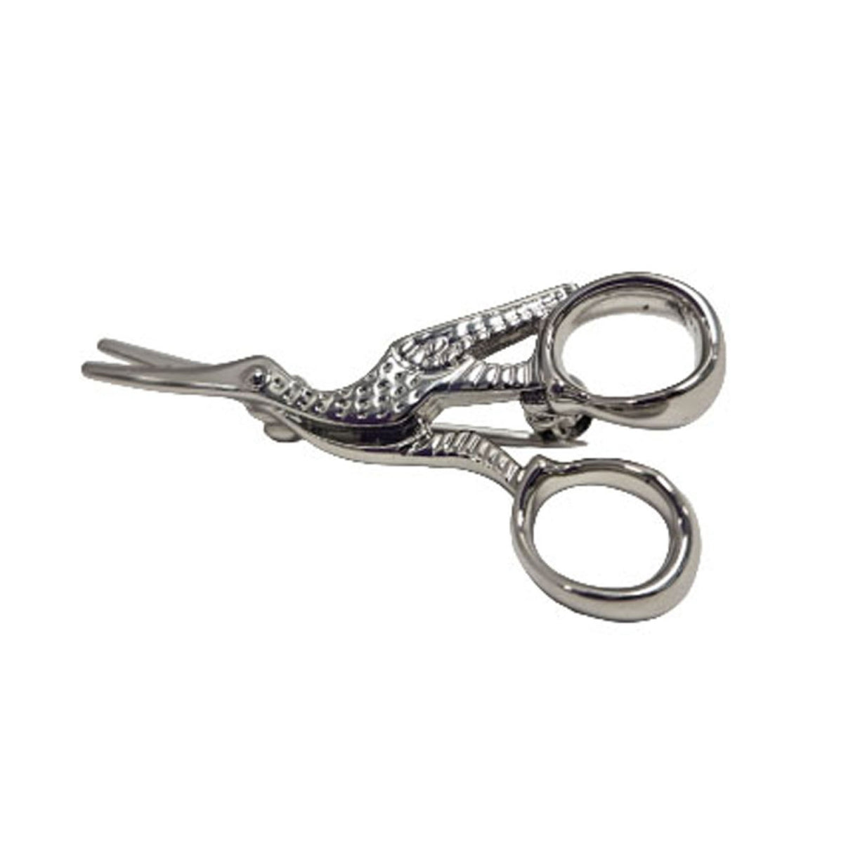 Stork Scissor Brooch Pin Silver by Quilt Spot