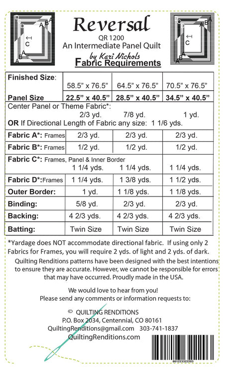 Reversal Quilt Pattern by Quilting Renditions