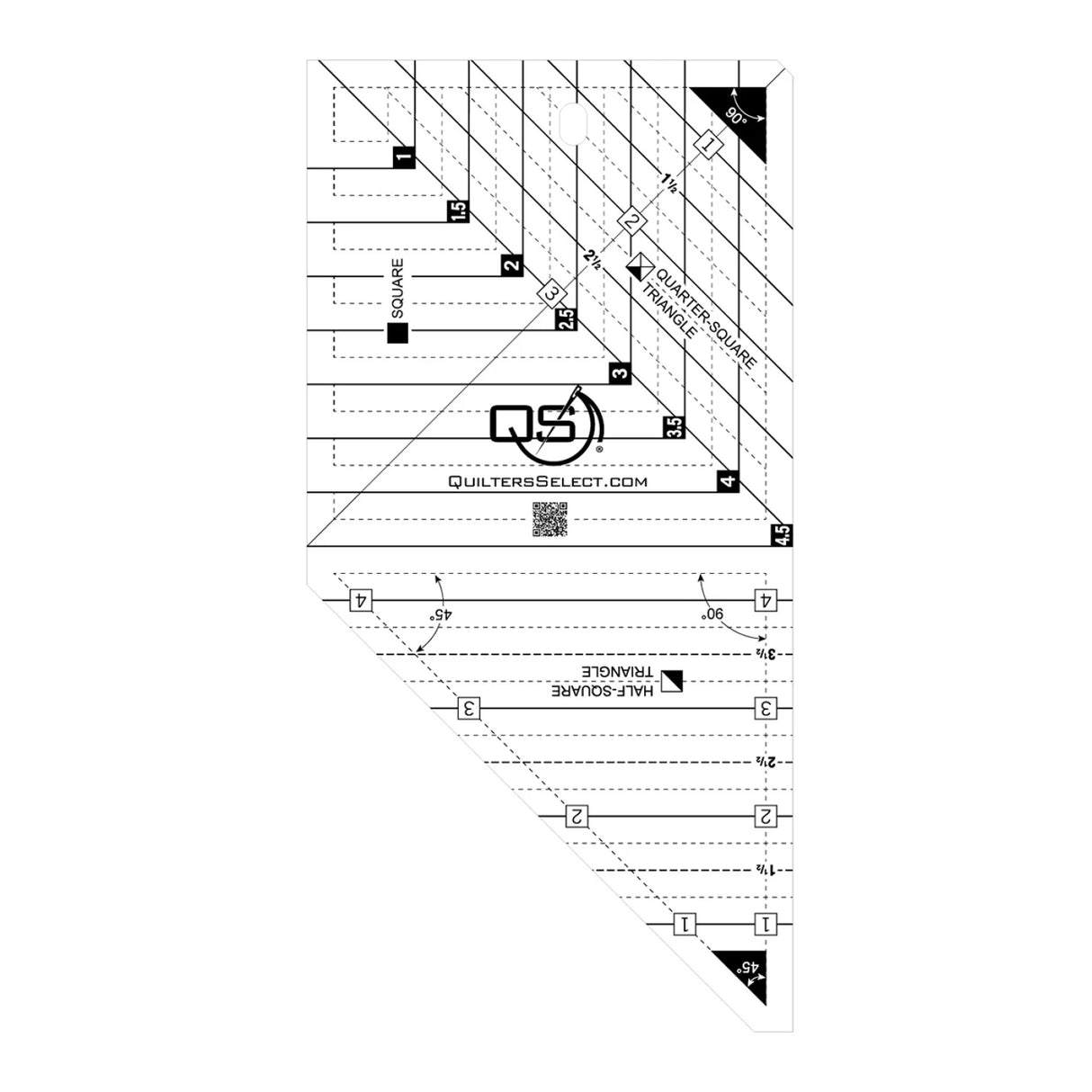 Mini 3 in 1 Crystal Triangle / Square Combo Ruler by Quilter's Select