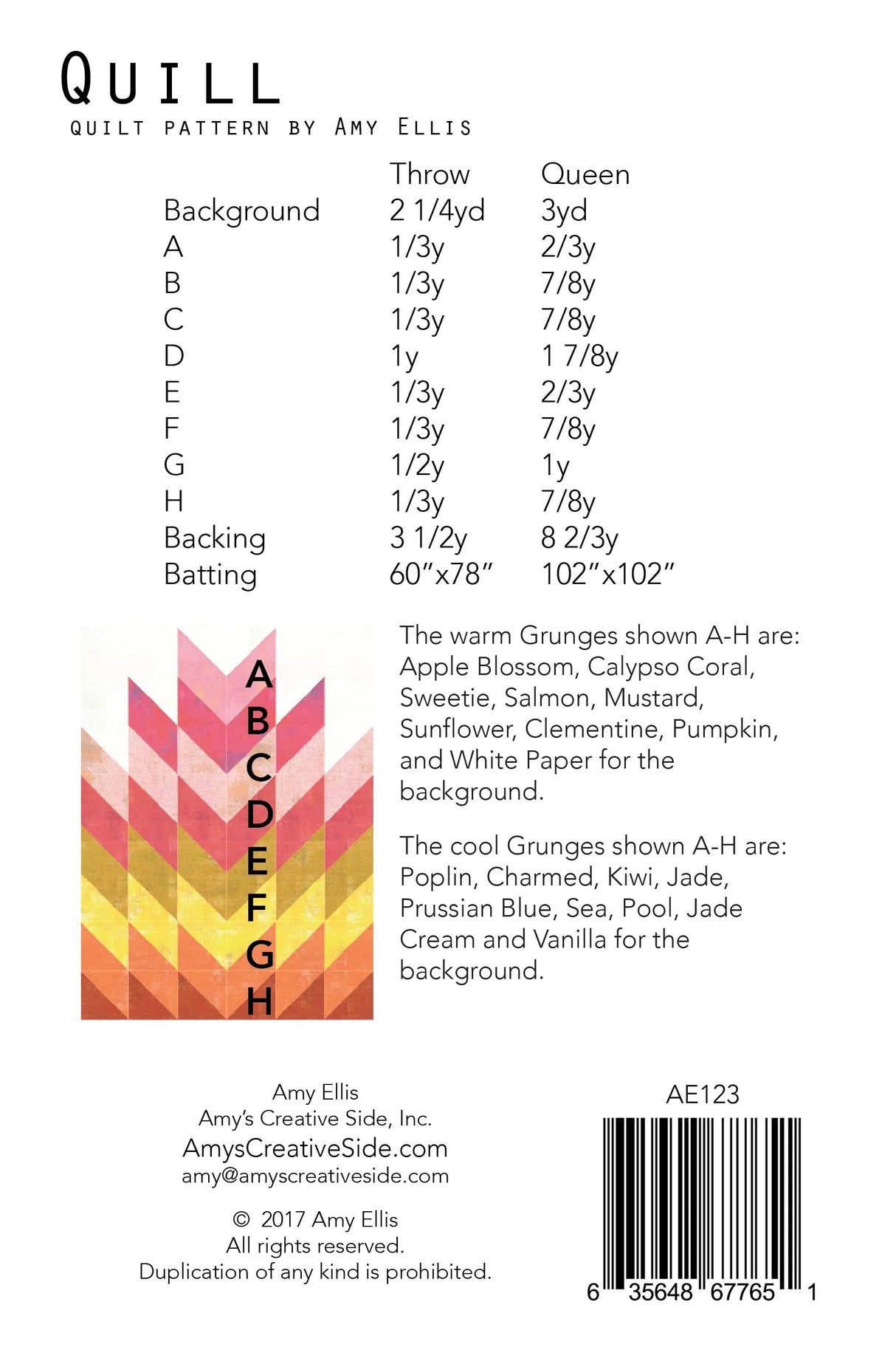 Back of the Quill Quilt Pattern by Amys Creative Side