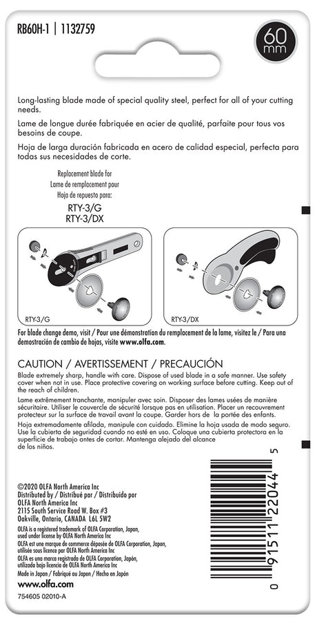 Back of the Endurance Blade 60mm 1pk by Olfa