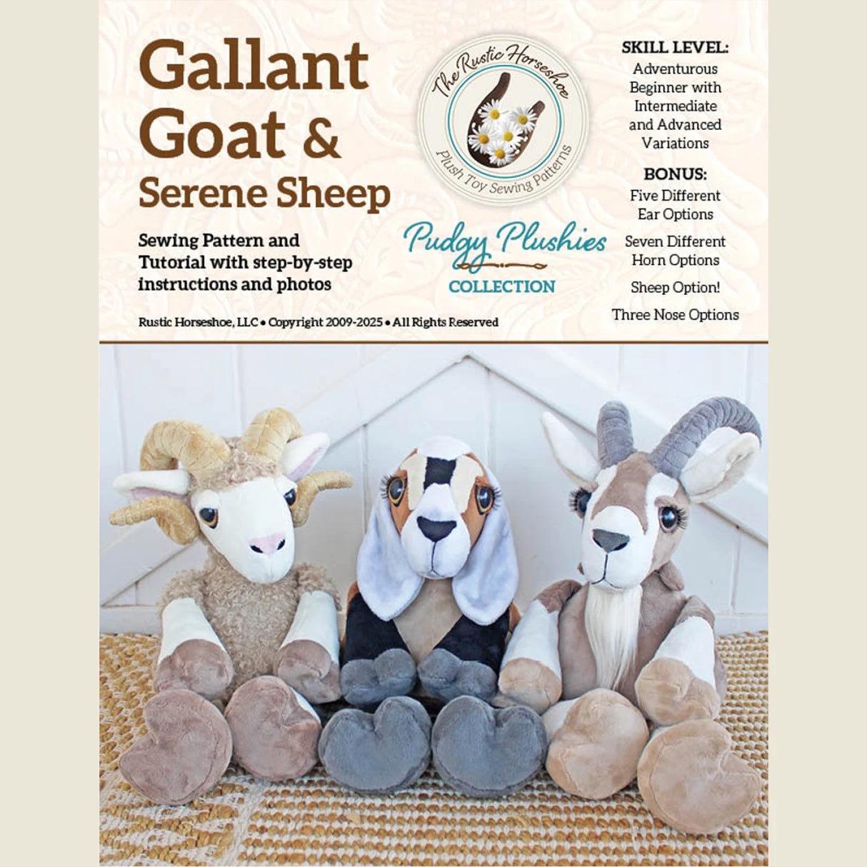 Gallant Goat and Serene Sheep Pudgy Plushie by Rustic Horseshoe