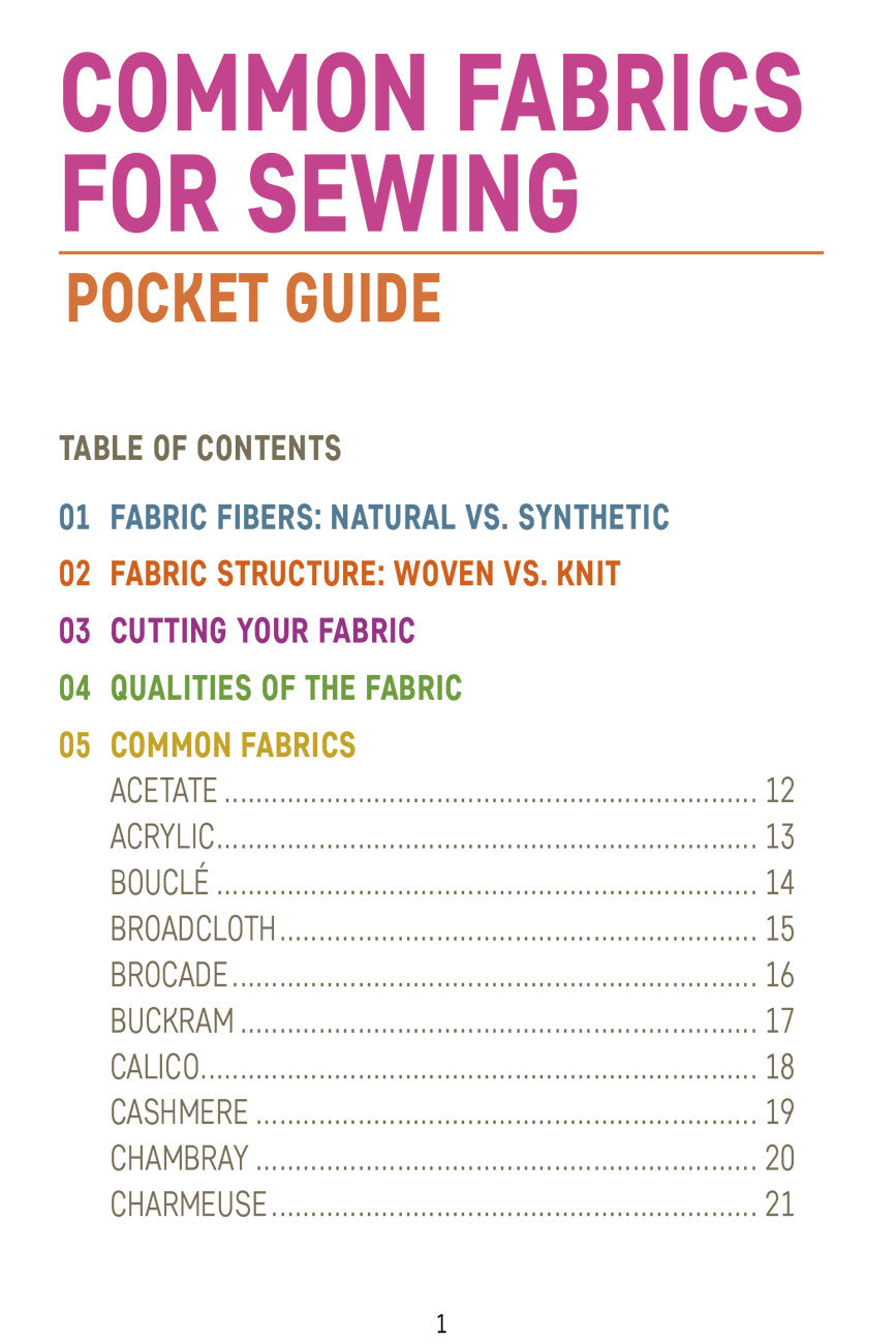 Common Fabrics for Sewing Book by Rocky Nook