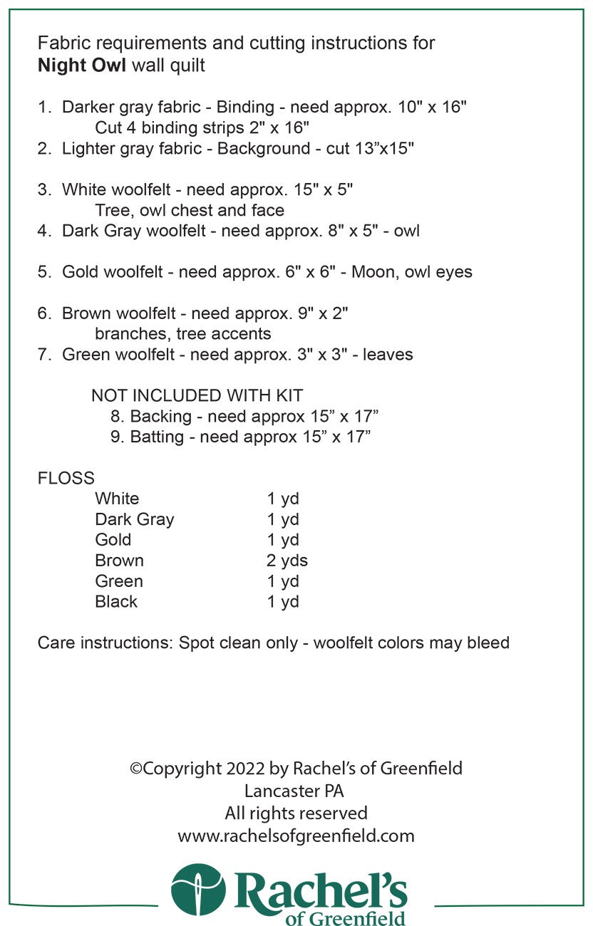 Back of the Night Owl Pattern by Rachels Of Greenfield