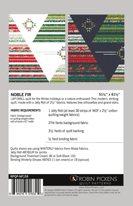 Back of the Noble Fir Quilt Pattern by Robin Pickens, Inc
