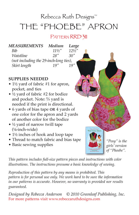 Back of the Phoebe Apron Quilt Pattern by Rebecca Ruth Designs