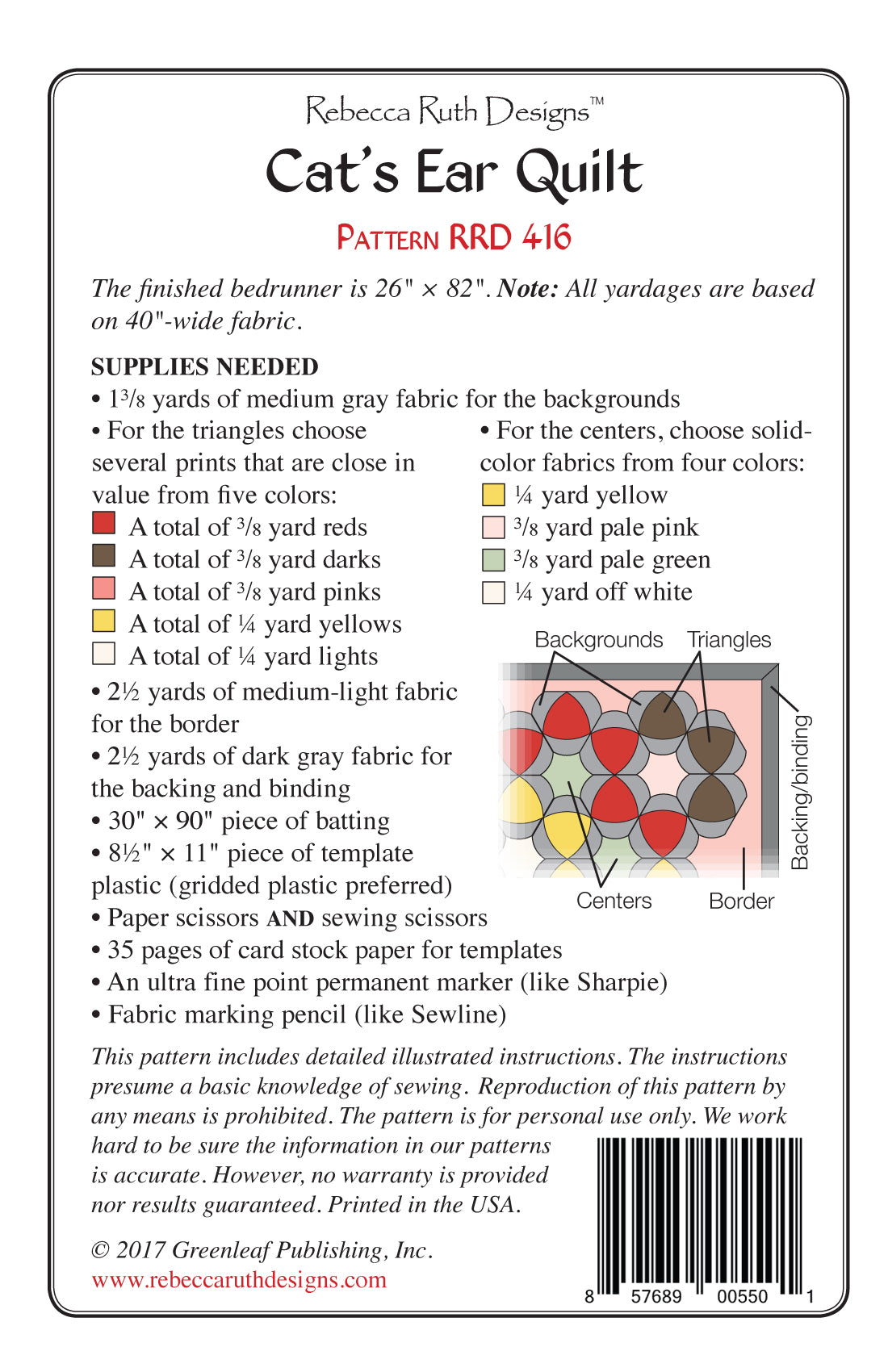 Back of the Cat's Ear Downloadable Pattern by Rebecca Ruth Designs