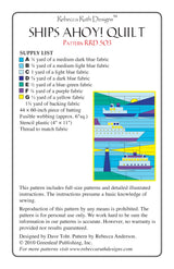 Back of the Ships Ahoy! Quilt Pattern by Rebecca Ruth Designs