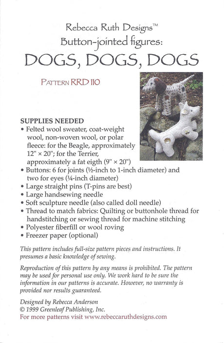 Back of the Dogs, Dogs, Dogs Pattern by Rebecca Ruth Designs