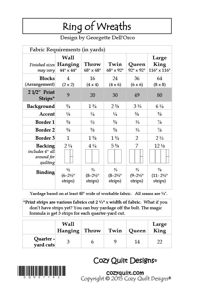 Back of the Ring of Wreaths Downloadable Pattern by Cozy Quilt Designs