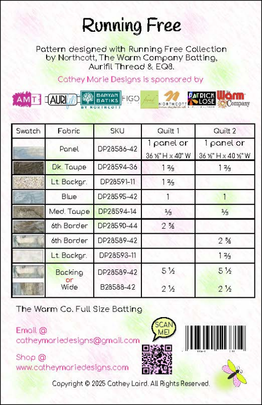 Back of the Running Free Downloadable Pattern by Cathey Marie Desing