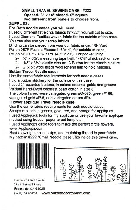 Back of the Small Travel Sewing Case Pattern by Suzannes Art House