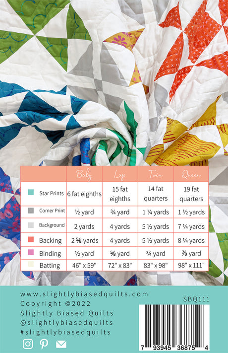 Back of the Luster Quilt Pattern by Slightly Biased Quilts