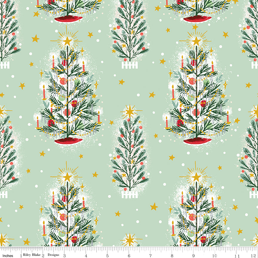 Carol Honour Christmas Mint Sparkle Quilt Fabric by Jill Howarth