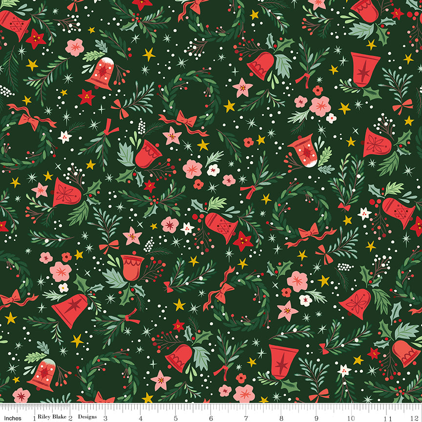 Carol Berries and Boughs Woodland Sparkle Quilt Fabric by Jill Howarth
