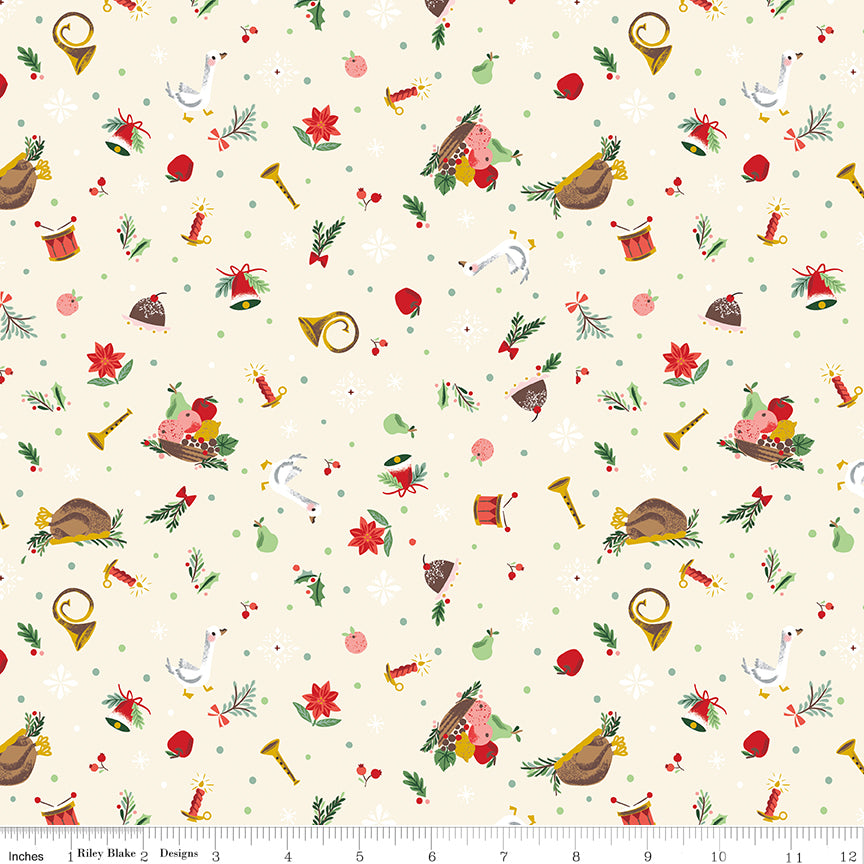Carol Wonderful Pudding Ivory Sparkle Quilt Fabric by Jill Howarth