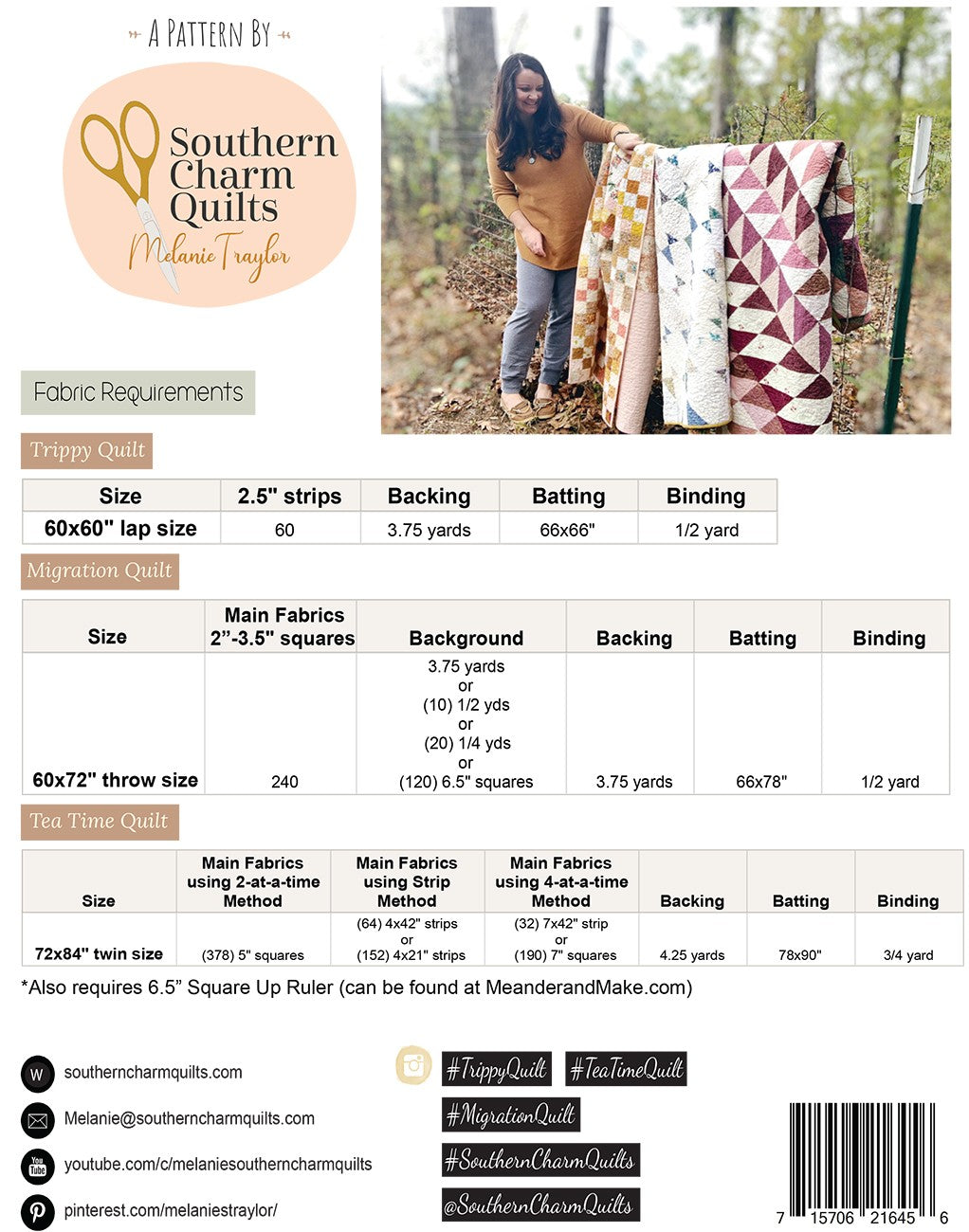 Back of the Scrappy Pattern Pack by Southern Charm Quilts