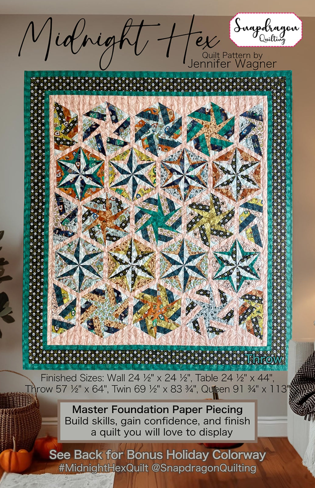 Midnight Hex Quilt Pattern by Snapdragon Quilting
