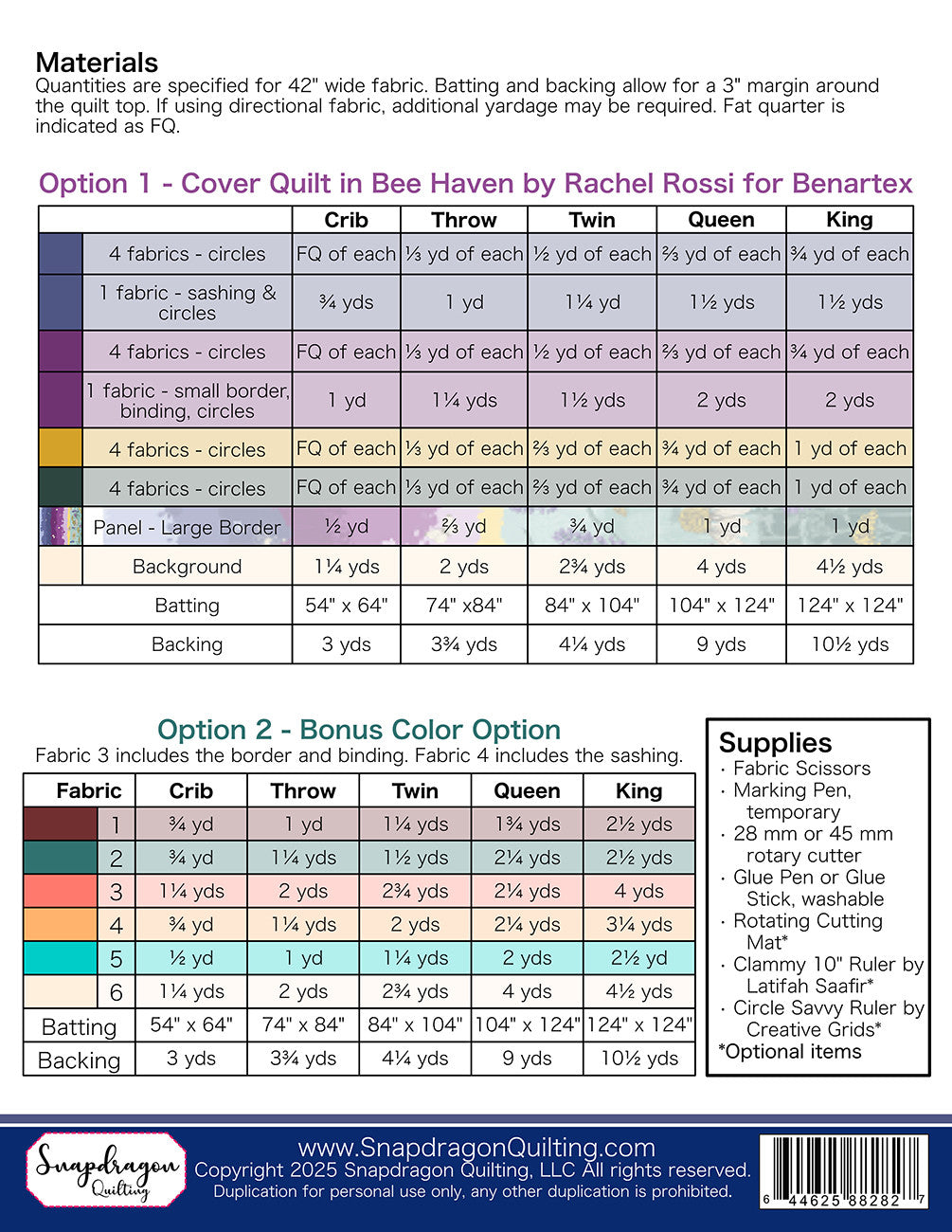 Back of the Bouncing By Quilt Pattern by Snapdragon Studios