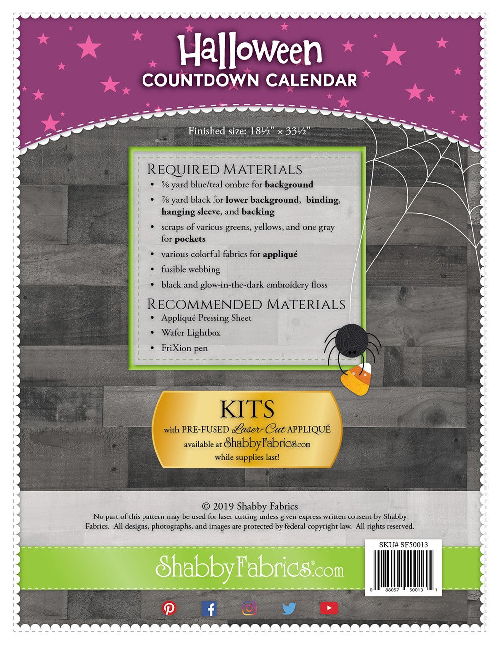 Halloween Countdown Calendar Pattern by Shabby Fabrics