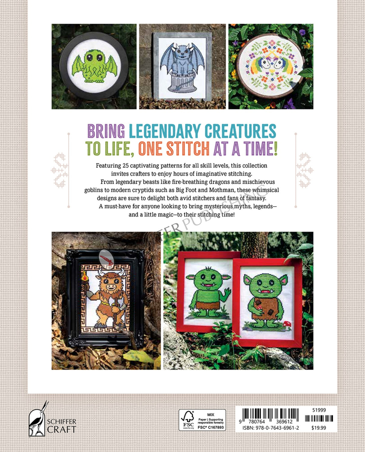 Back of the Monsters and Mayhem in Cross-Stitch by Schiffer Publishing