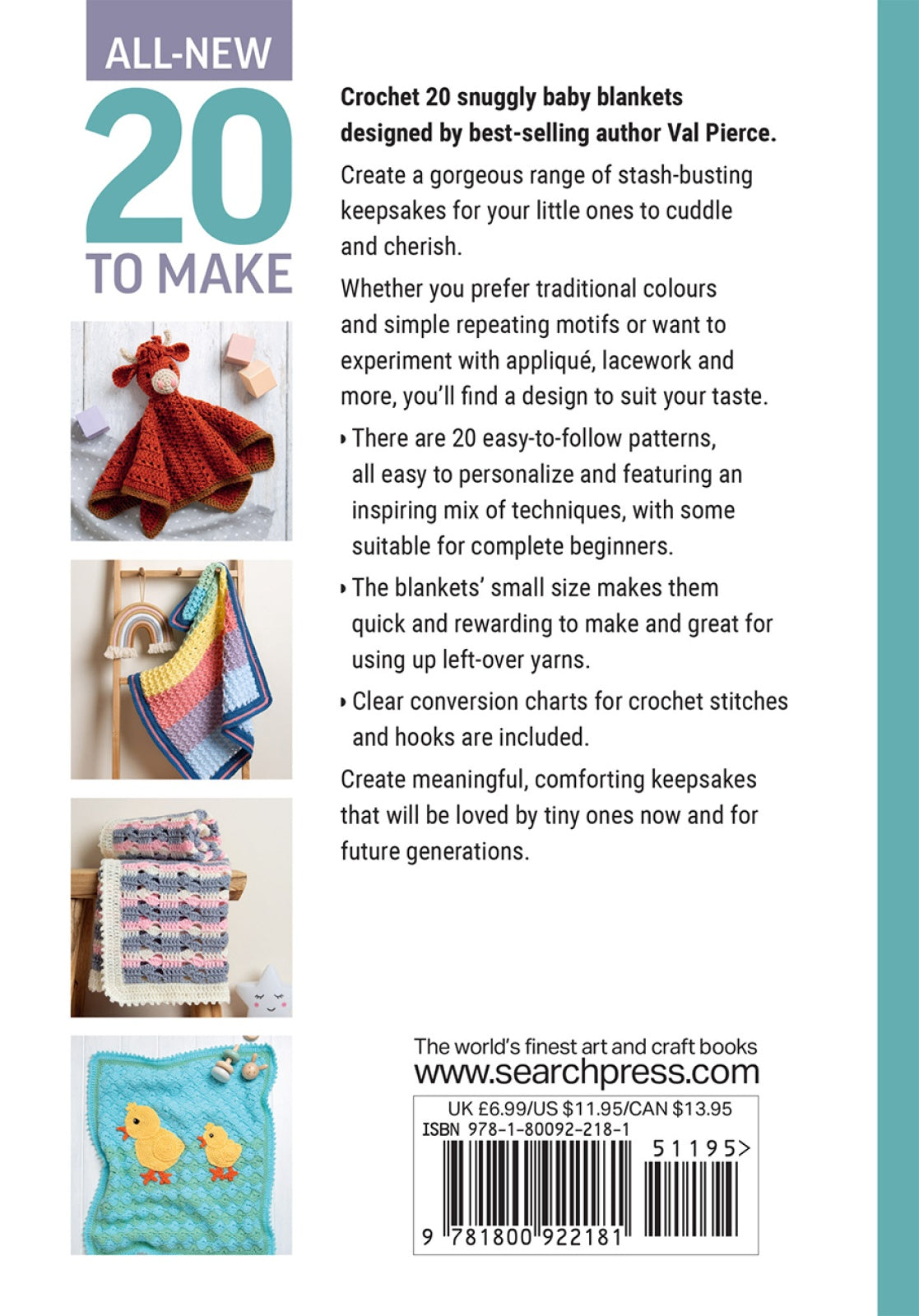 Back of the Twenty To Make Crochet Baby Blankets Quilt Pattern by Search Press USA