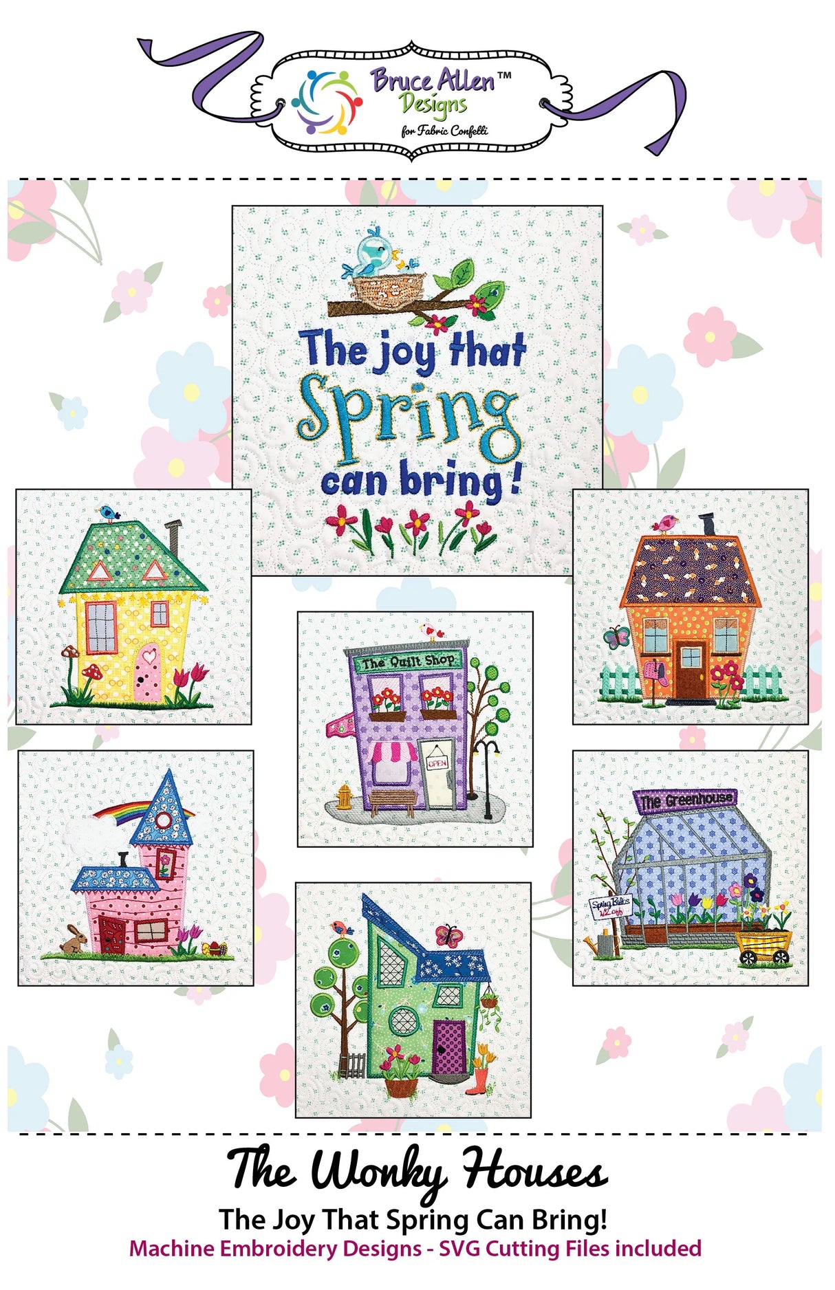 The Wonky Houses: Spring Table Runner Downloadable Pattern by Fabric Confetti