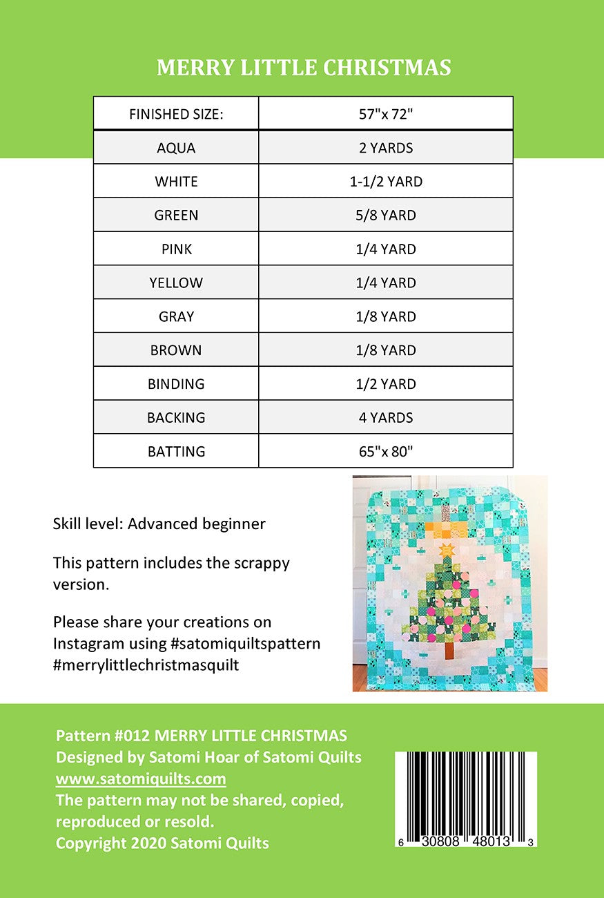 Back of the Merry Little Christmas Quilt Pattern by Satomi Quilts LLC