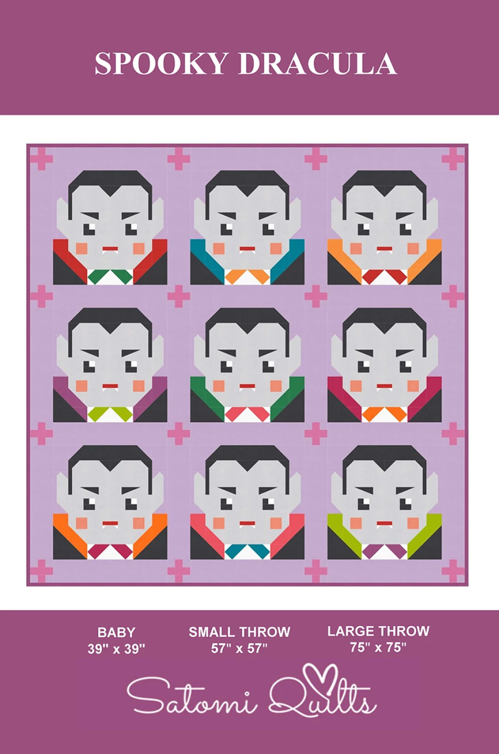 Spooky Dracula Quilt Pattern by Satomi Quilts LLC