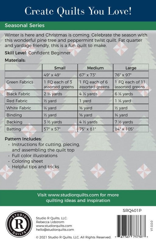 Back of the Sugar Pines Quilt Pattern by Studio R Quilts