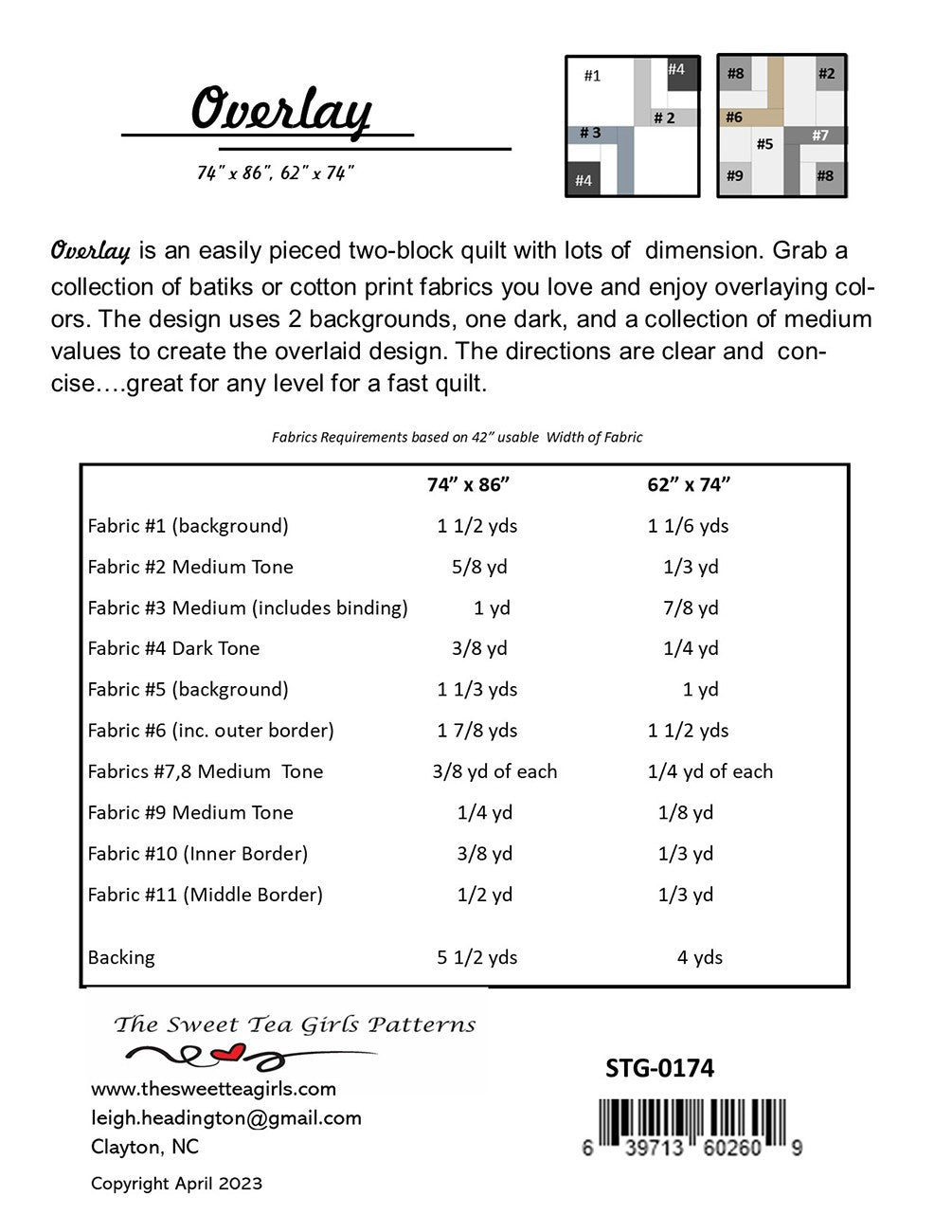 Back of the Overlay Quilt Pattern by Sweet Tea Girls Patterns
