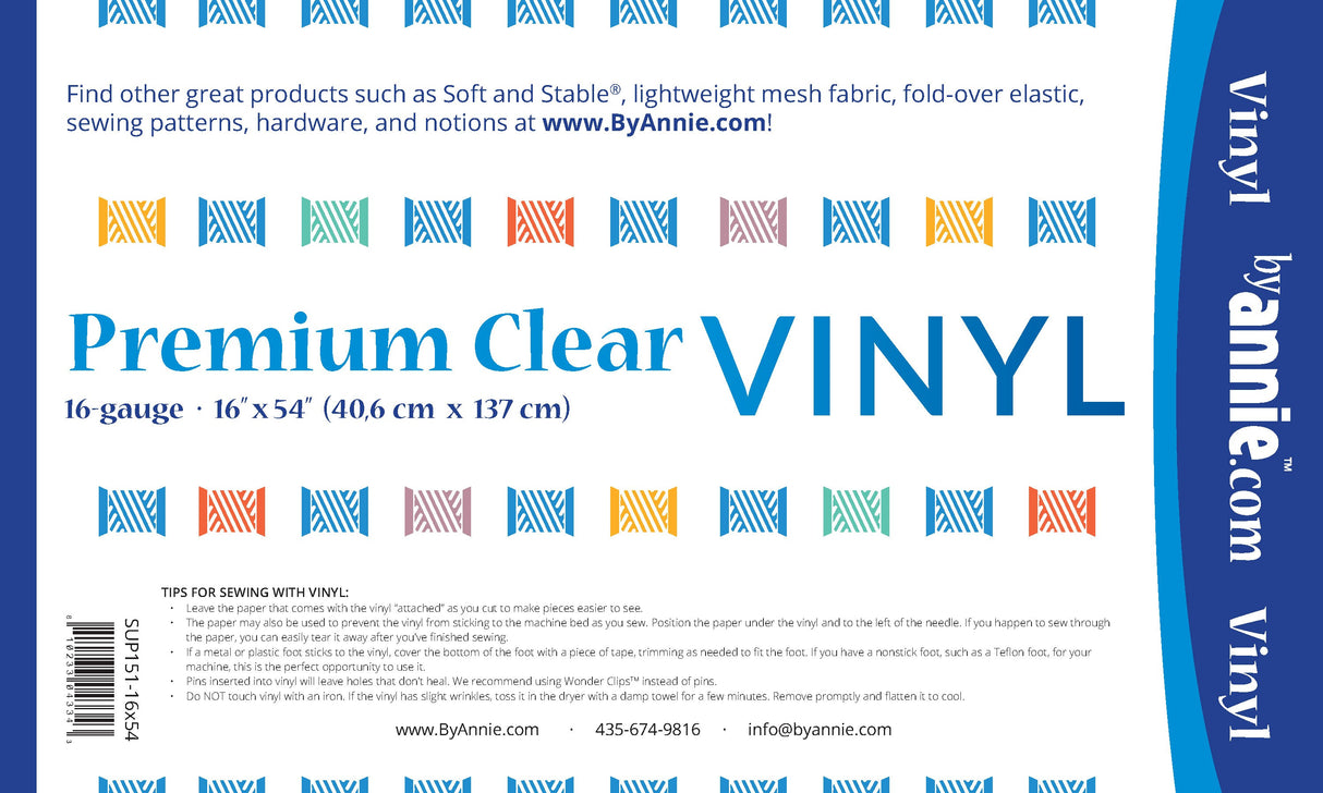 Premium Clear Vinyl - 16in x 54in by By Annie