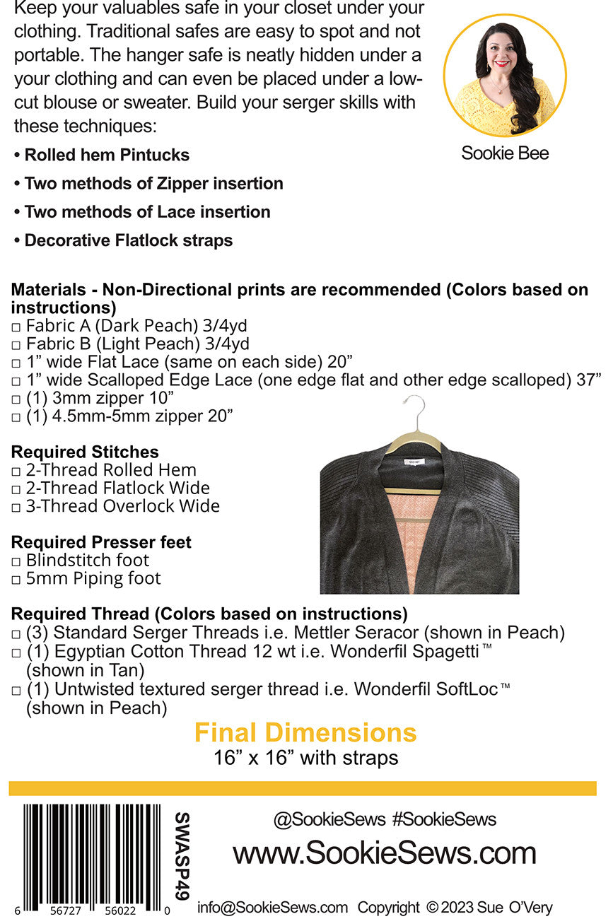 Back of the Hideaway Hanger Safer Serger Pattern by Sookie Sews