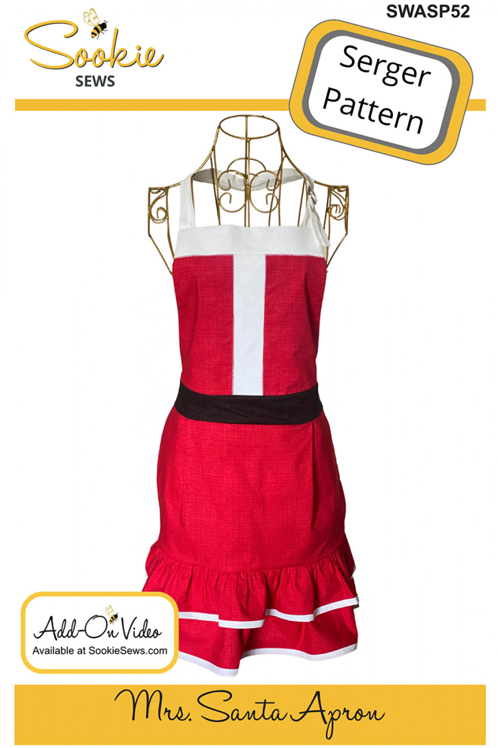 Mrs. Santa Apron Serger Pattern by Sookie Sews
