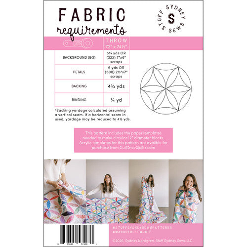 Back of Marguerite Quilt Pattern - Stuff Sydney Sews Quilt Co.